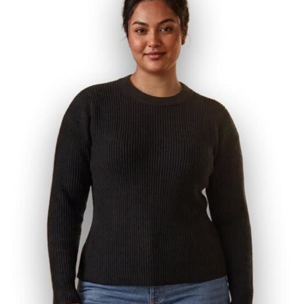 Abercrombie & Fitch Black Ribbed Knit Crewneck Sweater XXL